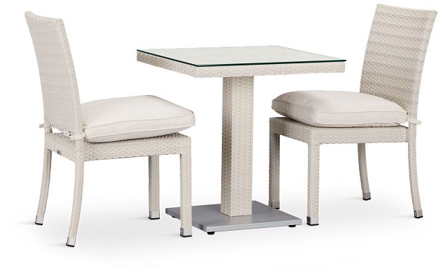 Bahia White 27" Square Table & 2 Chairs