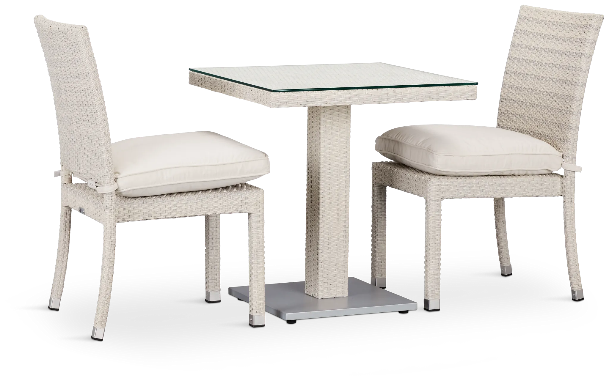 Bahia White 27" Square Table & 2 Chairs