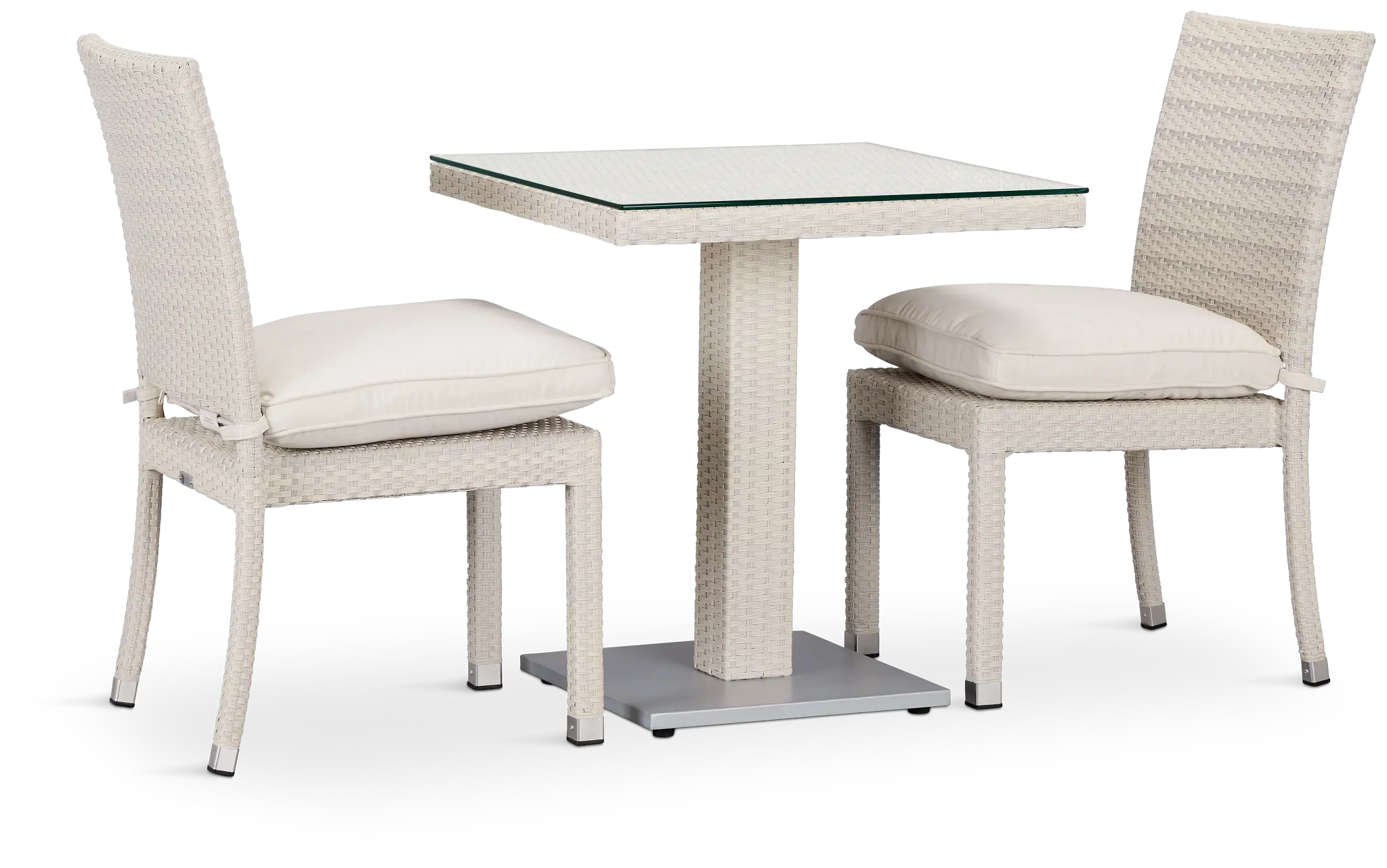 Bahia White 27" Square Table & 2 Chairs Bahia White 27" Square Table & 2 Chairs