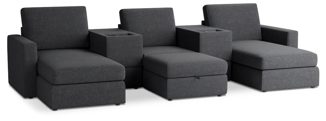 Citymod Dark Gray Fabric 6-piece Home Theater With Media Consoles