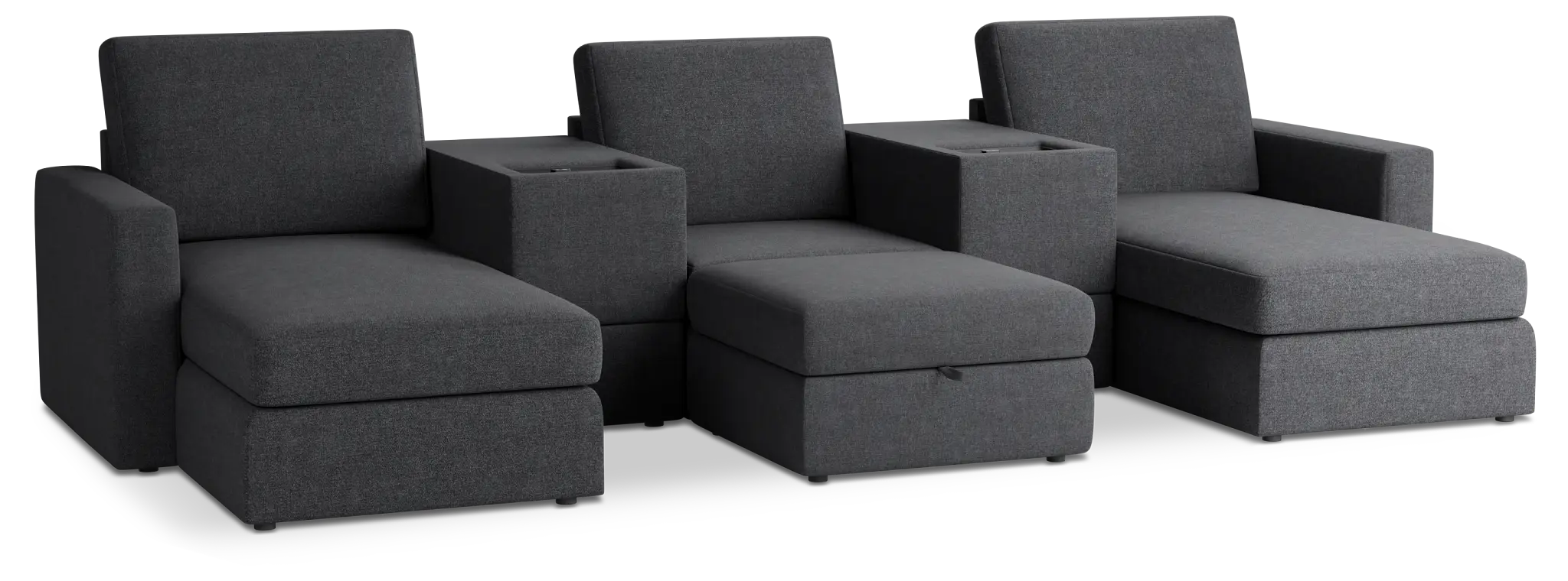 Citymod Dark Gray Fabric 6-piece Home Theater With Media Consoles Citymod Dark Gray Fabric 6-piece Home Theater With Media Consoles