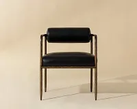 Ajan Black Leather Upholstered Arm Chair