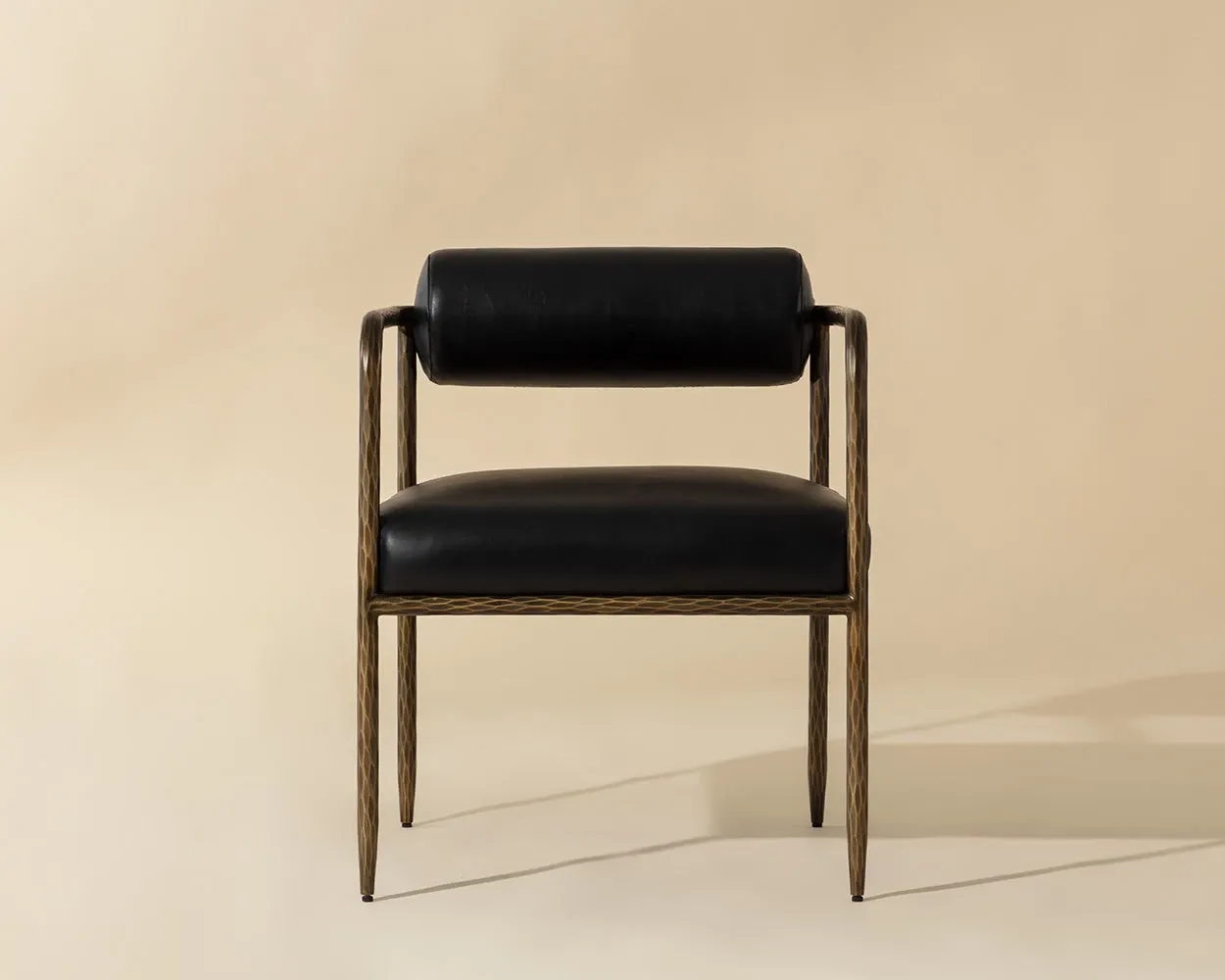 Ajan Black Leather Upholstered Arm Chair