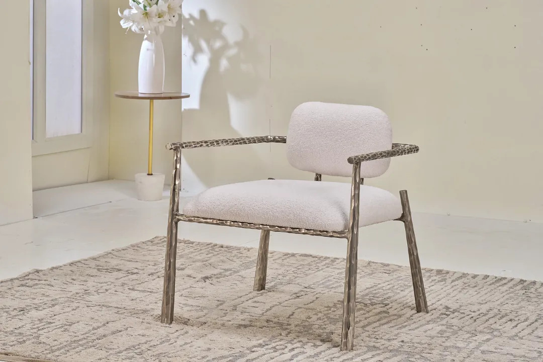 Dianna White Fabric Accent Chair