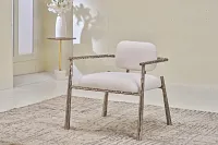 Dianna White Fabric Accent Chair