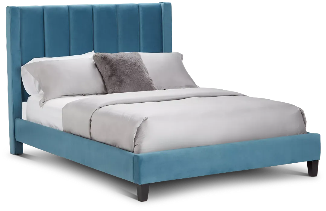 Audrey Blue Velvet Platform Bed