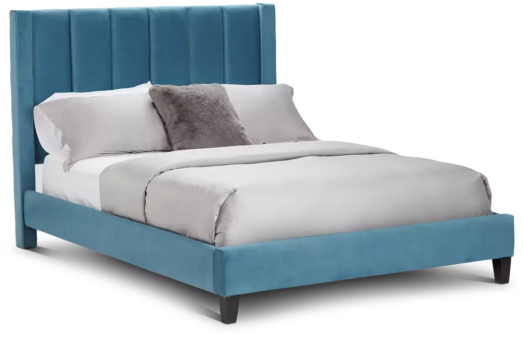 Audrey Blue Velvet Platform Bed Audrey Blue Velvet Platform Bed