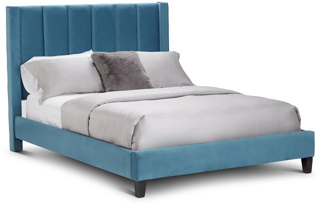 Audrey Blue Velvet Platform Bed