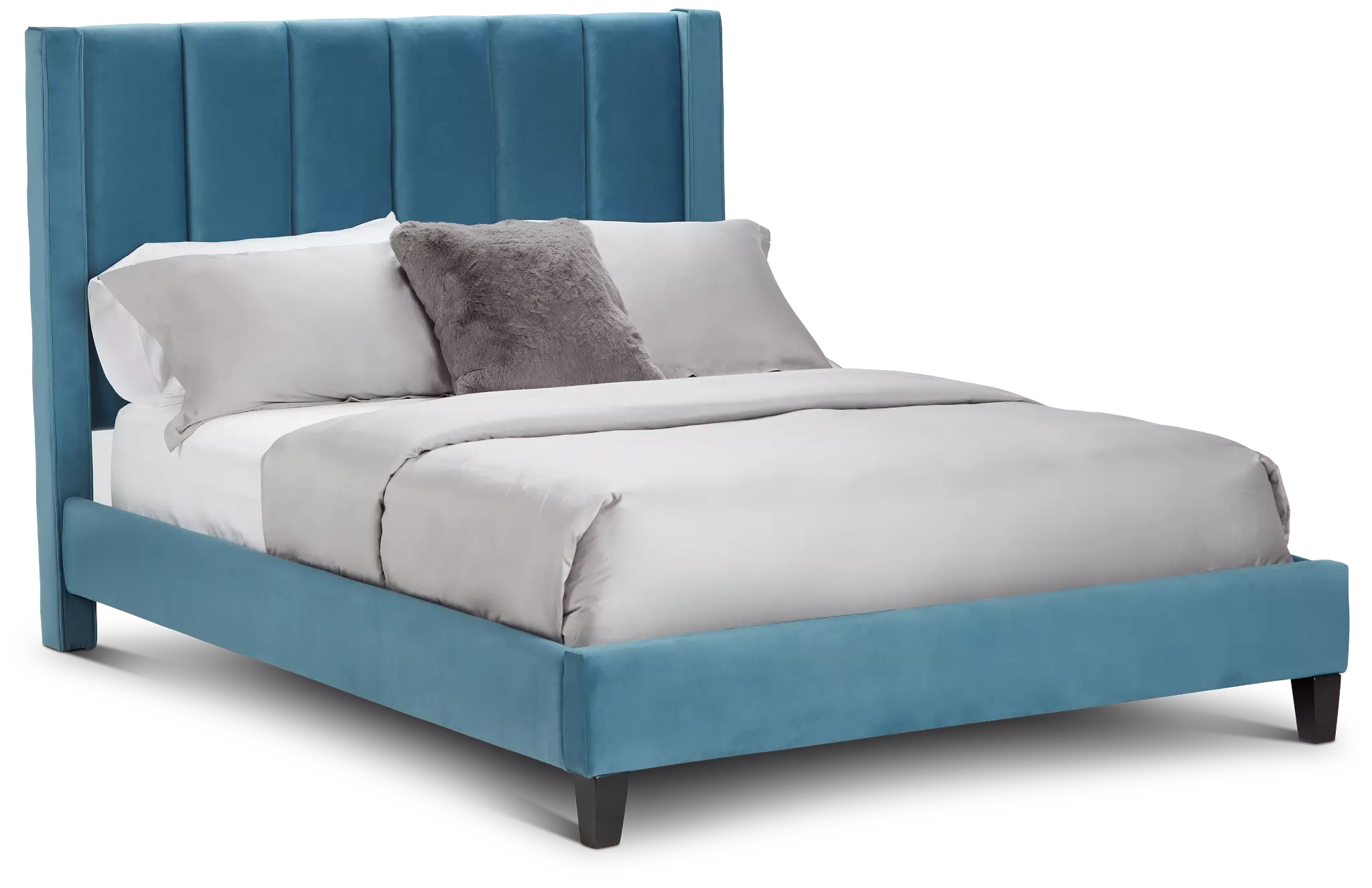 Audrey Blue Velvet Platform Bed Audrey Blue Velvet Platform Bed