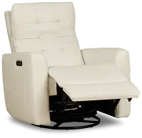 Izzy White Lthr/vinyl Power Swivel Glider Recliner