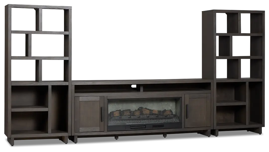 Richmond Gray 80" Open Pier Entertainment Wall With Fireplace Richmond Gray 80" Open Pier Entertainment Wall With Fireplace