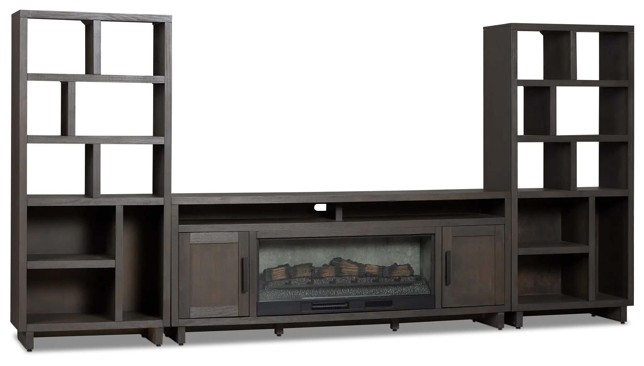 Richmond Gray 80" Open Pier Entertainment Wall With Fireplace Richmond Gray 80" Open Pier Entertainment Wall With Fireplace