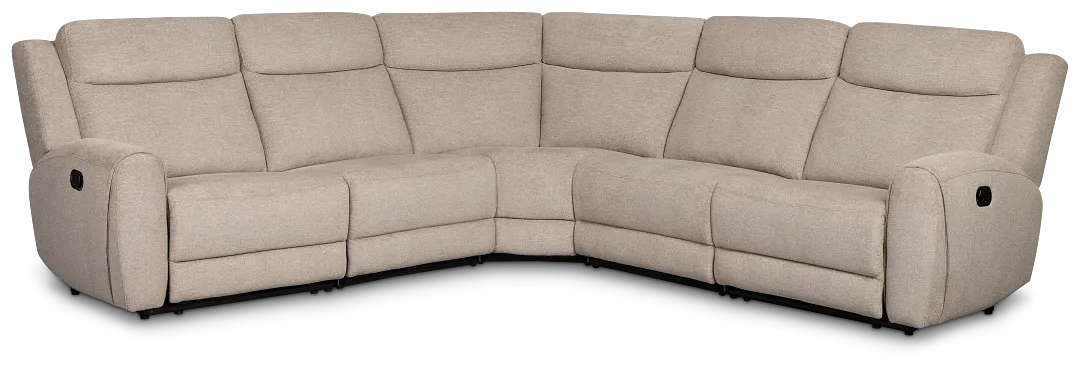 Walker Beige Fabric Small Two-arm Manually Reclining Sectional