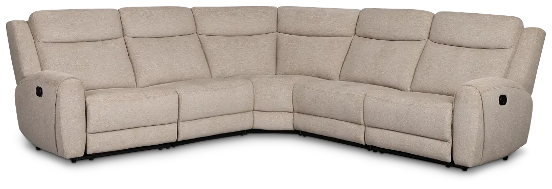 Walker Beige Fabric Small Two-arm Manually Reclining Sectional Walker Beige Fabric Small Two-arm Manually Reclining Sectional