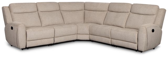 Walker Beige Fabric Small Two-arm Manually Reclining Sectional