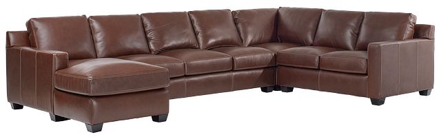 Carson Medium Brown Leather Medium Left Chaise Memory Foam Sleeper Sectional (0)