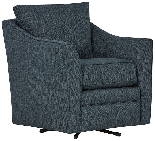 Avery Dark Blue Fabric Swivel Rocking Glider