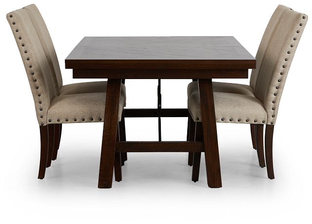 Jax Beige Rect Table & 4 Upholstered Chairs