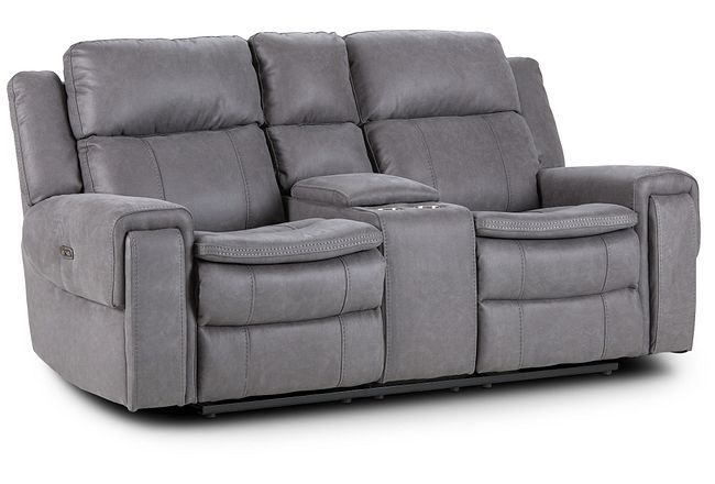 Scout Gray Micro Power Reclining Console Loveseat