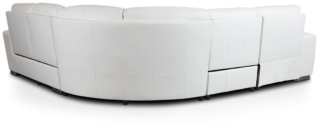 Elba White Leather Medium Dual Power Left Chaise Sectional