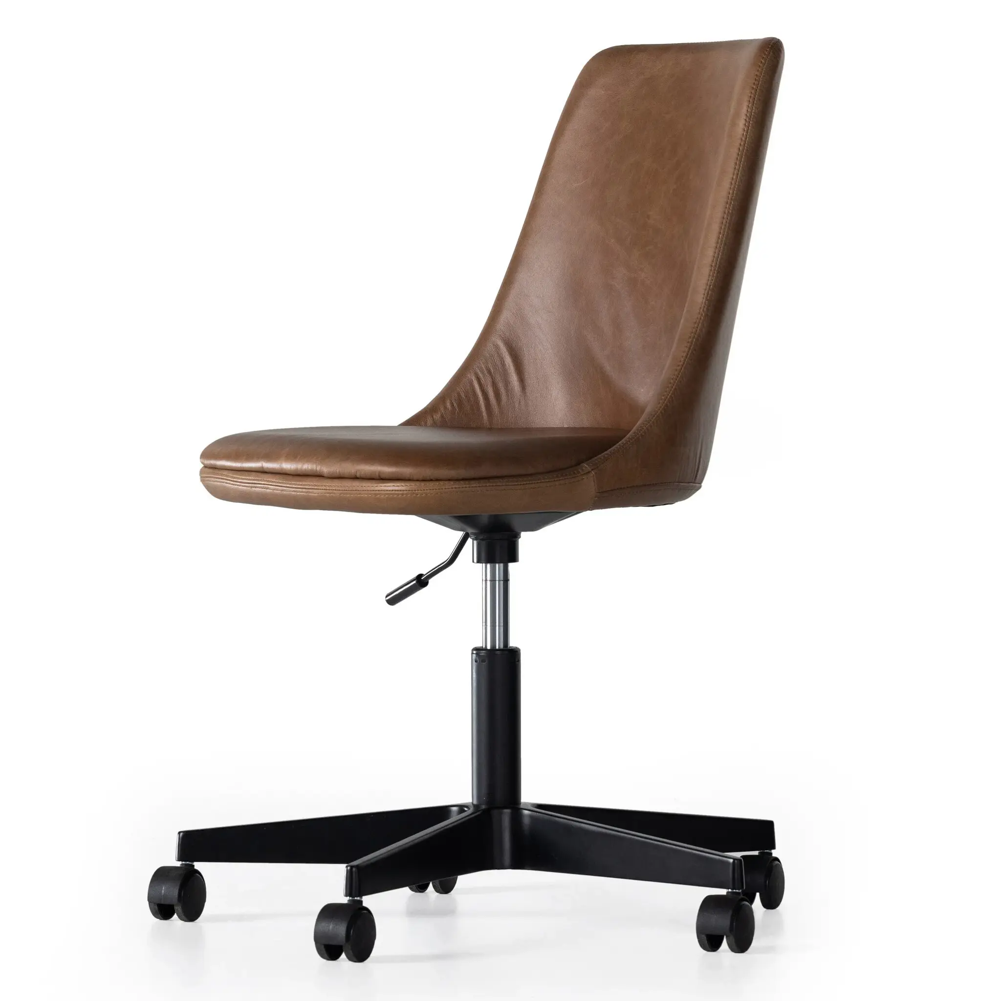 Four Hands Lucco Brown Leather Upholstered Desk Chair Four Hands Lucco Brown Leather Upholstered Desk Chair