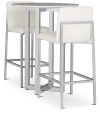 Amalfi White Marble Pub Table & 2 Upholstered Barstools