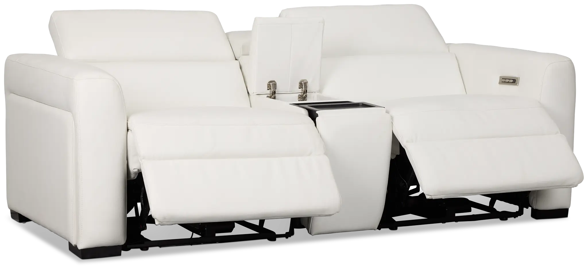 Melody White Micro Power Reclining Console Sofa Melody White Micro Power Reclining Console Sofa