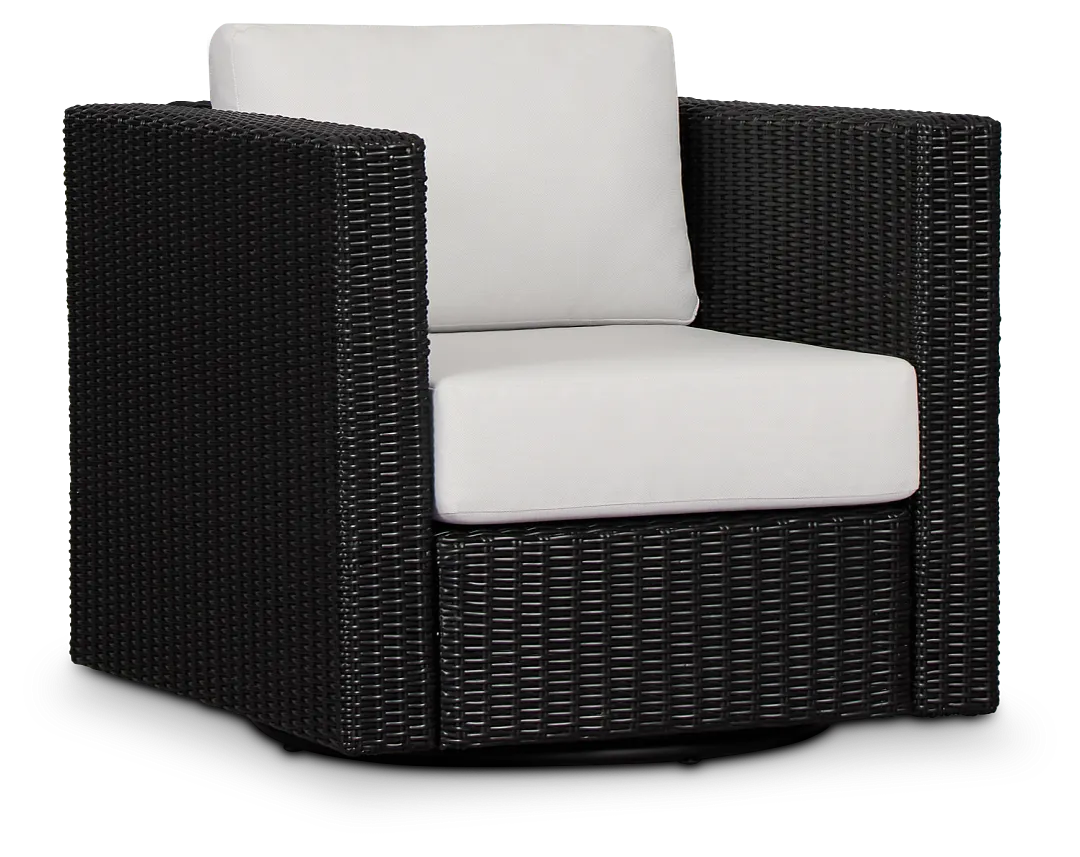 Montecito Black Swivel Chair With Light Beige Cushions