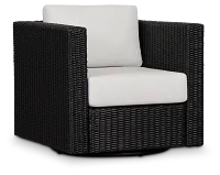 Montecito Black Swivel Chair With Light Beige Cushions