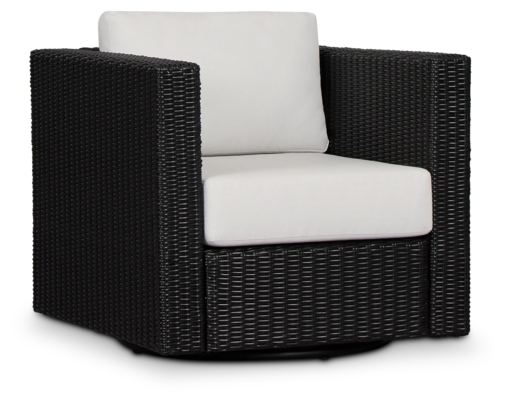 Montecito Black Swivel Chair With Light Beige Cushions