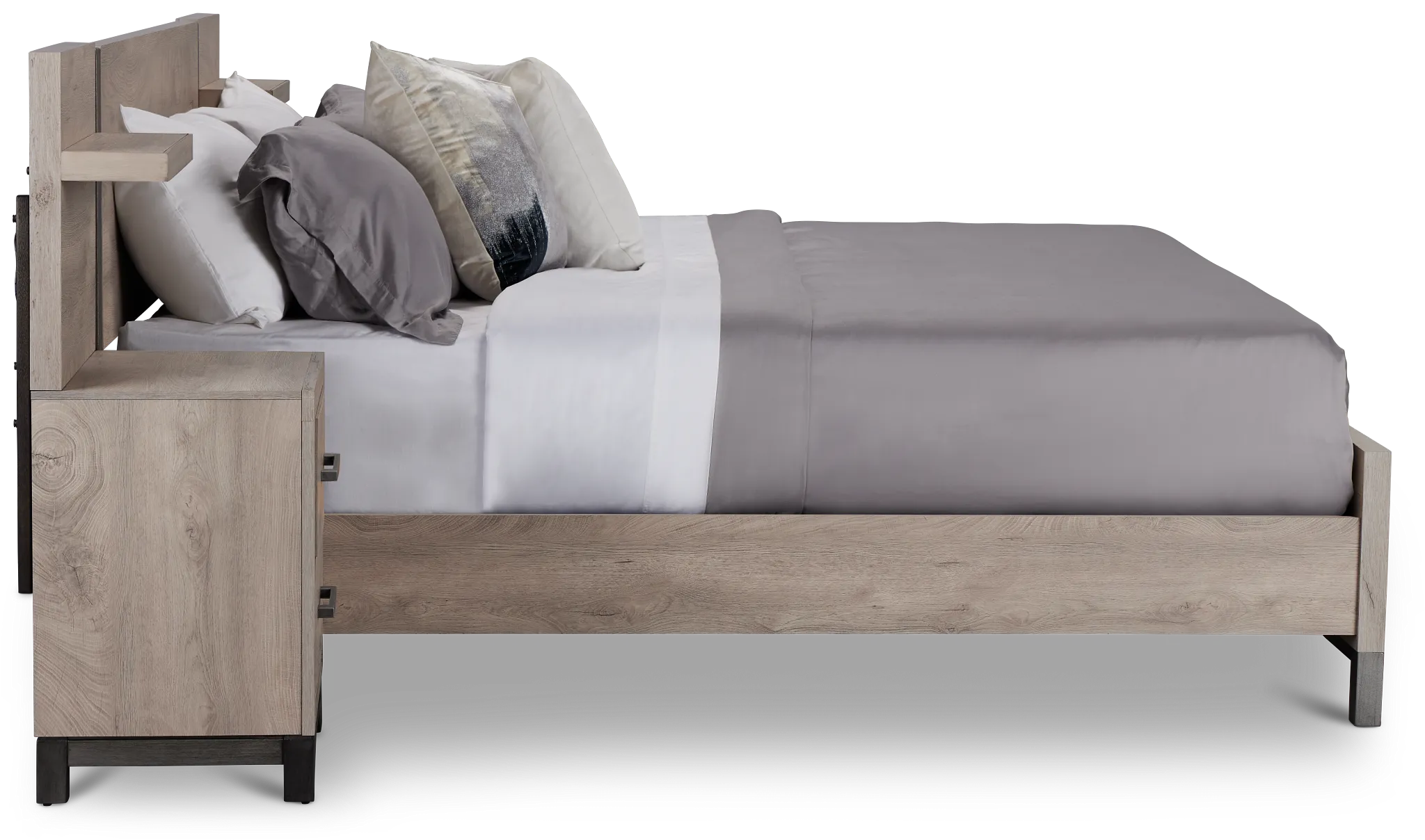 Evanston Gray Spread Bed W/ Two Nightstands