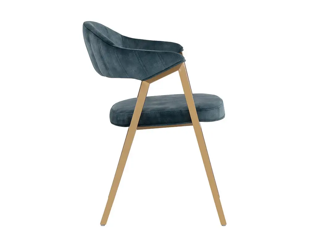 Erica Dark Blue Curved Upholstered Arm Chair Erica Dark Blue Curved Upholstered Arm Chair