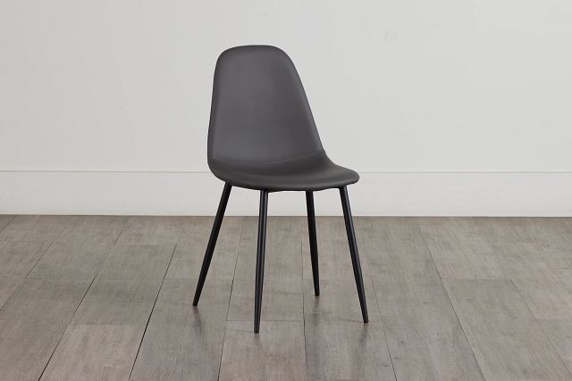 Havana Gray Micro Upholstered Side Chair W/ Black Legs