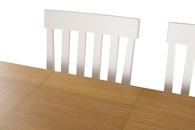 Nantucket Two-tone Light Tone Trestle Table & 4 White Chairs
