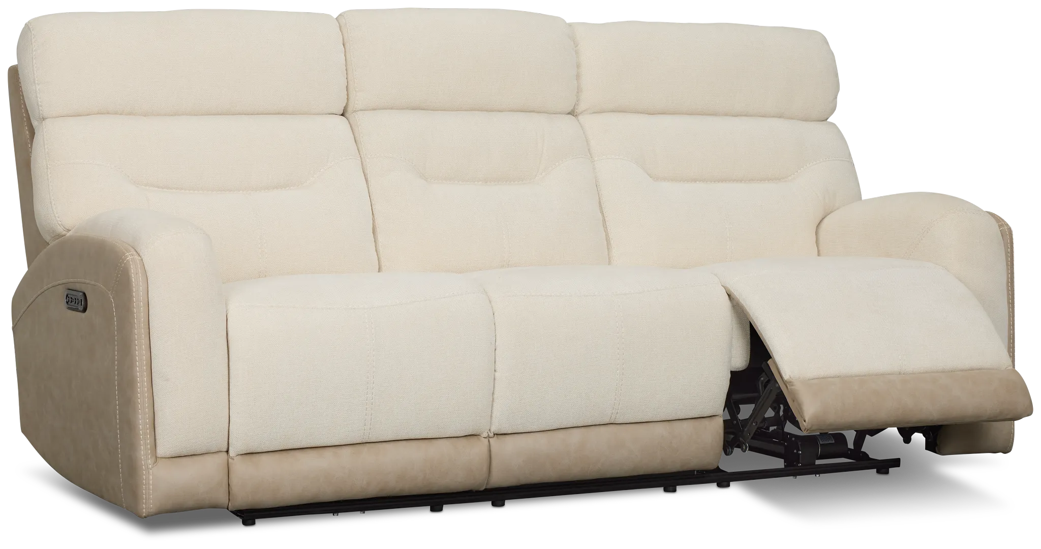 Travis Light Beige Fabric Power Reclining Sofa