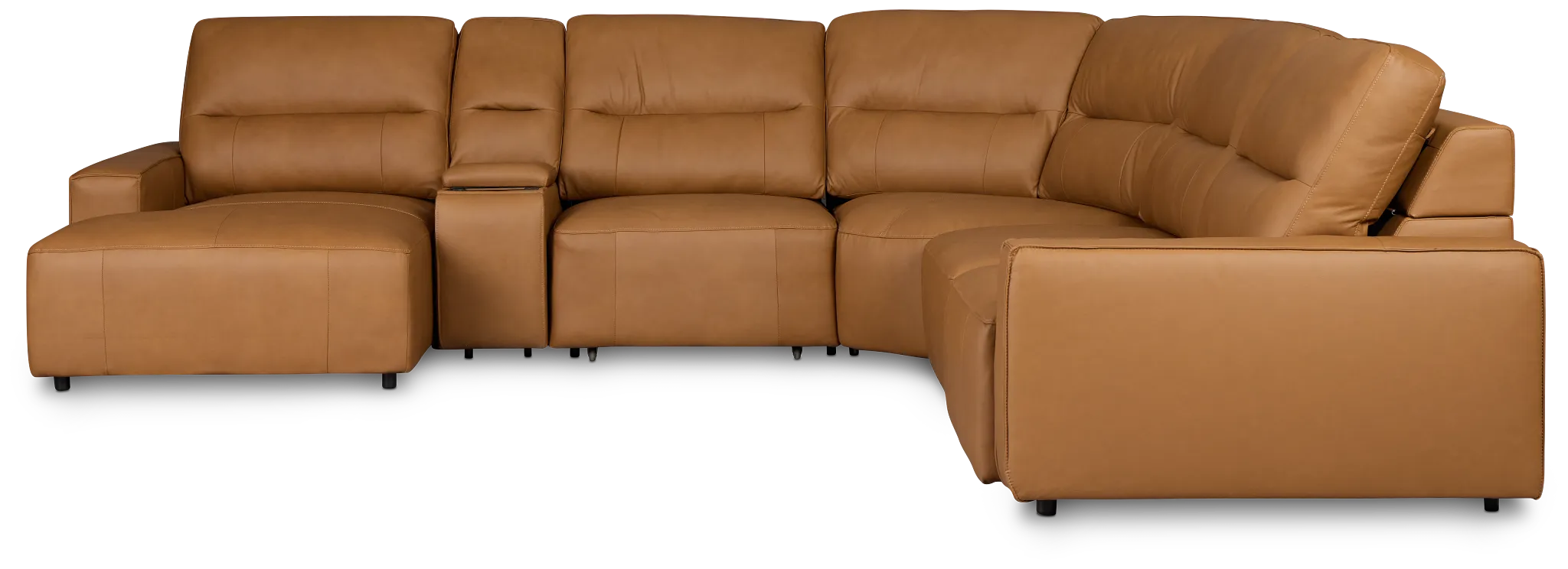 Rudy Brown Lthr/vinyl Medium Dual Power Left Extension Chaise Sectional