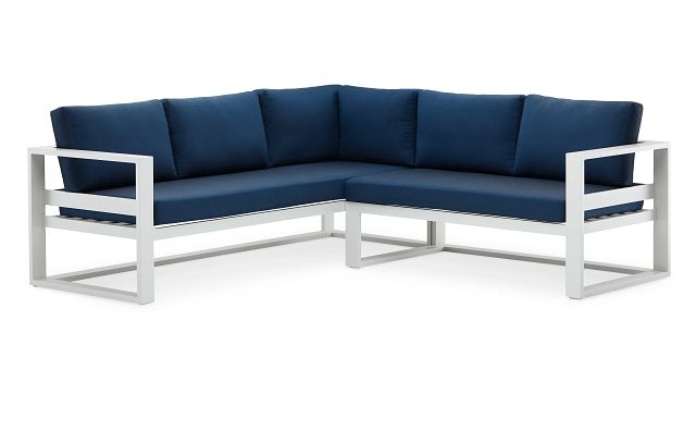 Lisbon Navy Aluminum Small Right Sectional