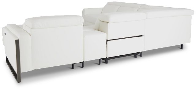 Atlas White Lthr/vinyl Medium Dual Power Right Chaise Sectional