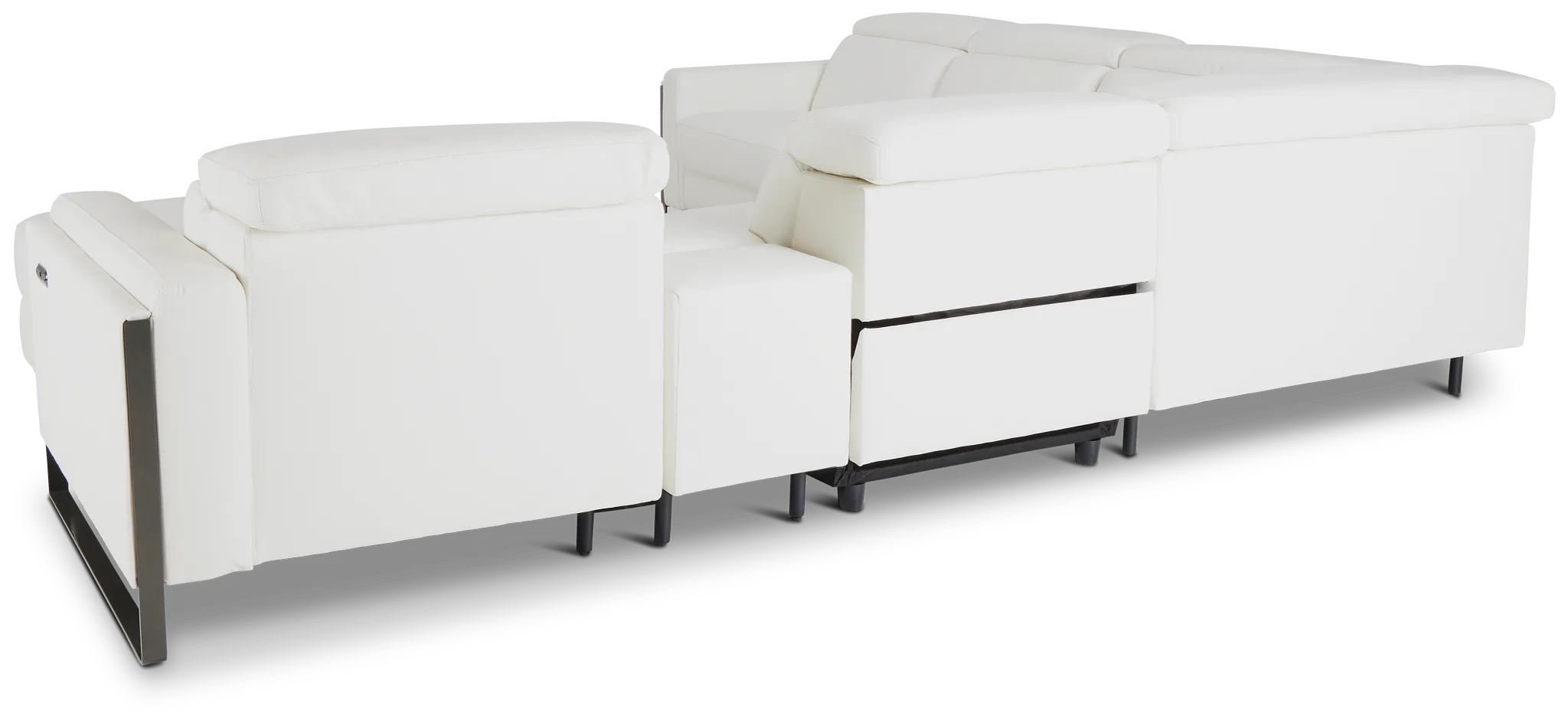 Atlas White Lthr/vinyl Medium Dual Power Right Chaise Sectional
