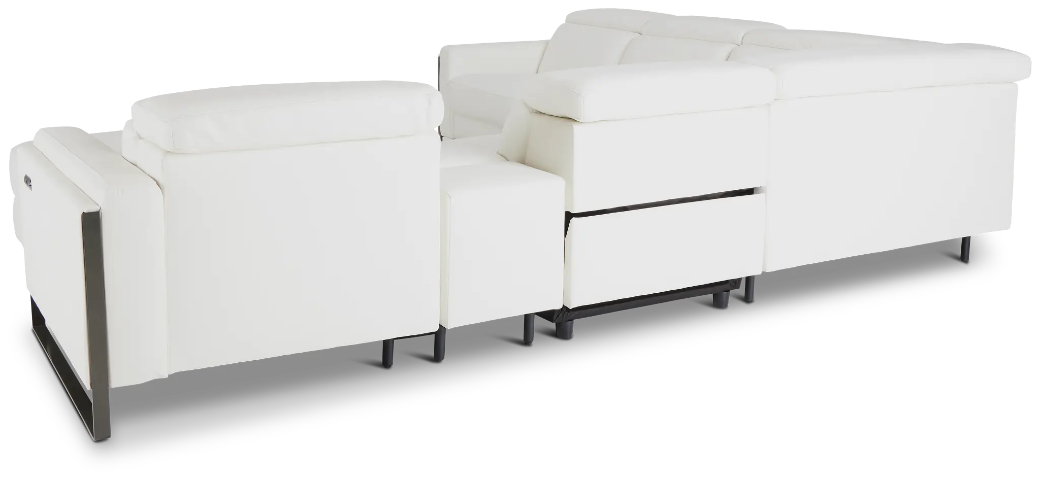 Atlas White Lthr/vinyl Medium Dual Power Right Chaise Sectional Atlas White Lthr/vinyl Medium Dual Power Right Chaise Sectional