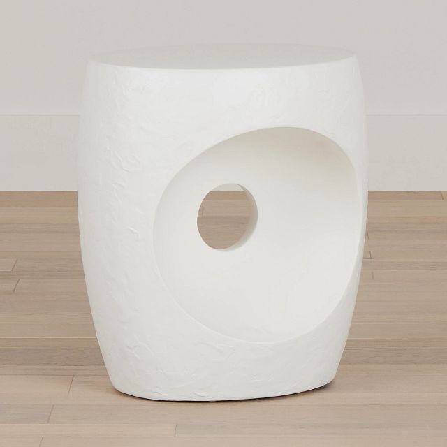 Malibu White Round End Table