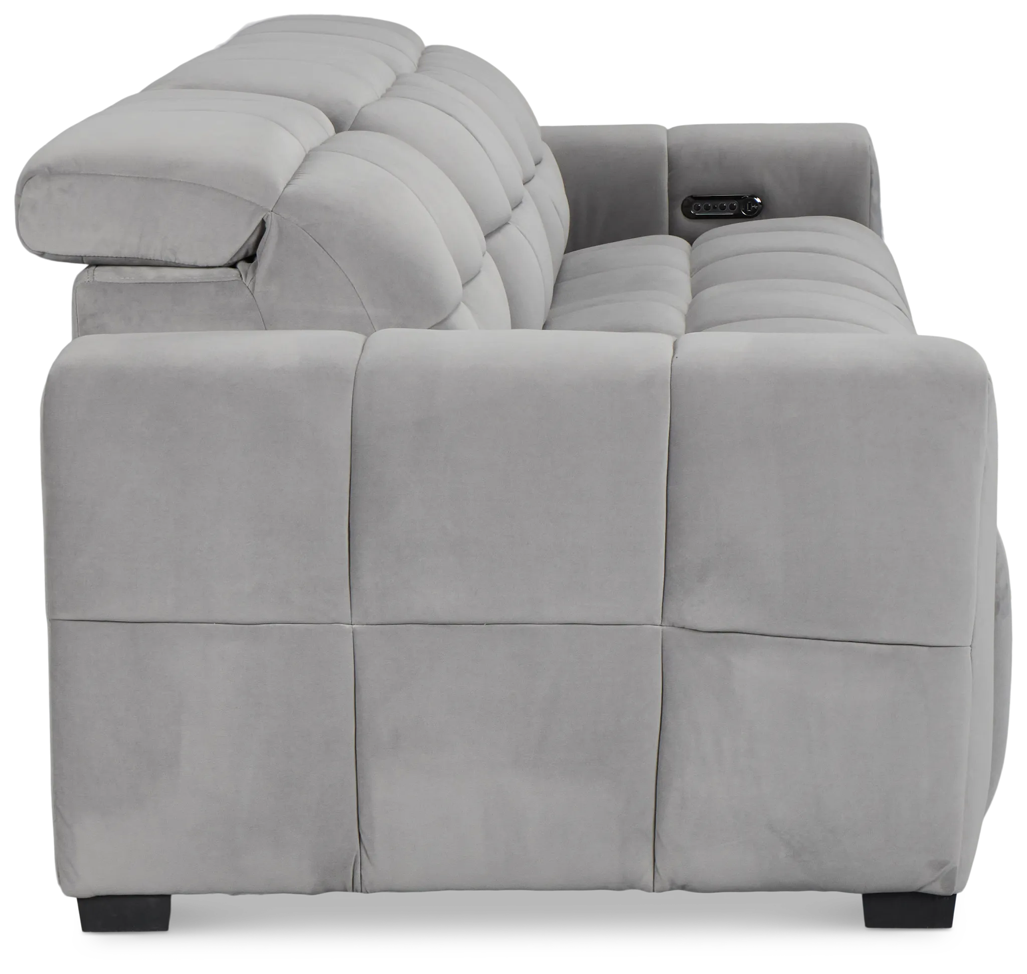 Gemma Light Gray Velvet Right Chaise Power Reclining Sectional