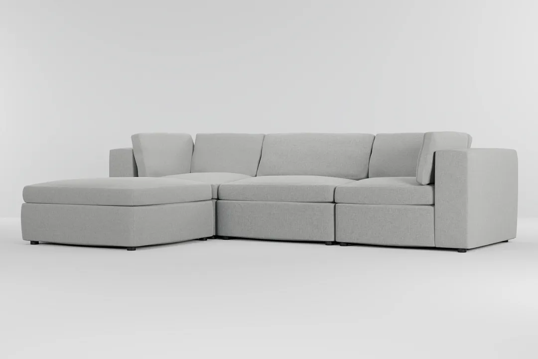 Destin Delray Pewter Fabric 4-piece Bumper Sectional