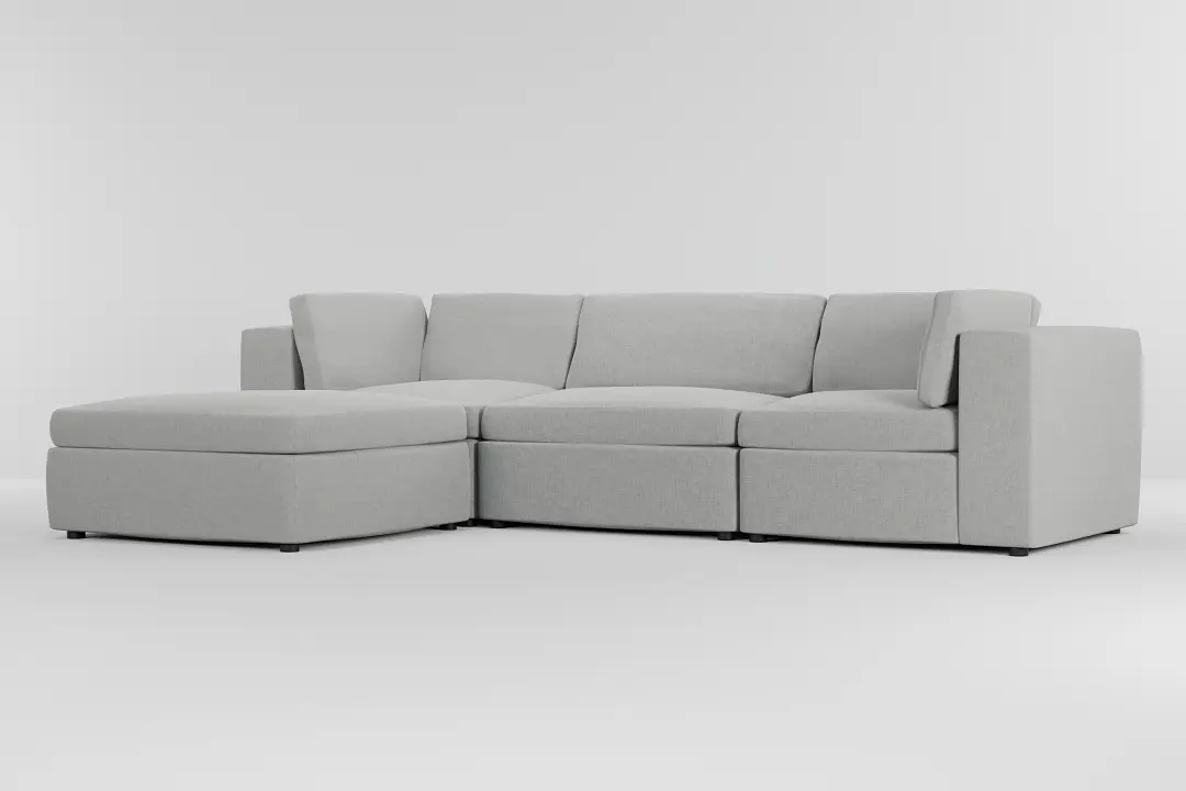 Destin Delray Pewter Fabric 4-piece Bumper Sectional Destin Delray Pewter Fabric 4-piece Bumper Sectional