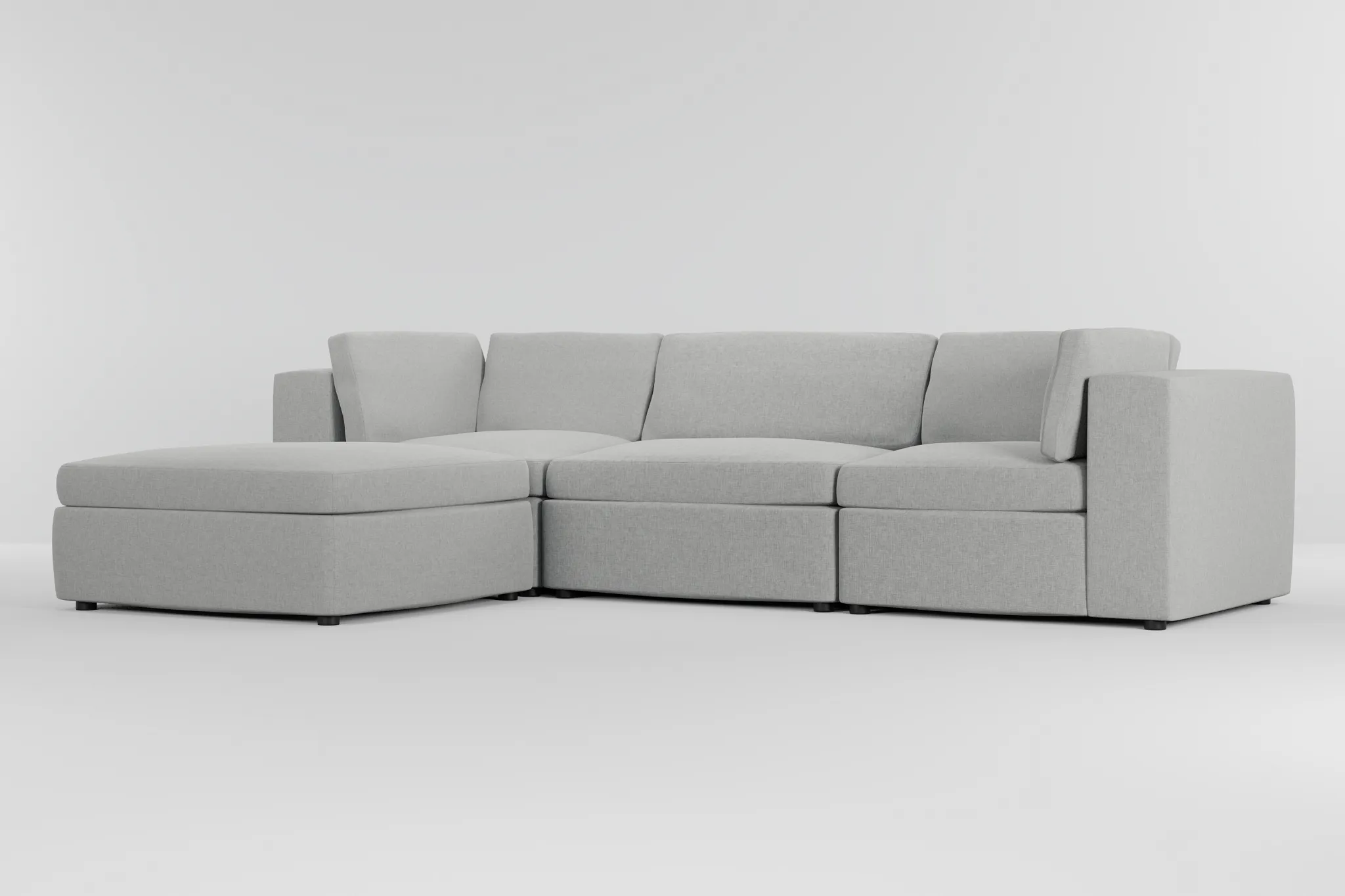 Destin Delray Pewter Fabric 4-piece Bumper Sectional