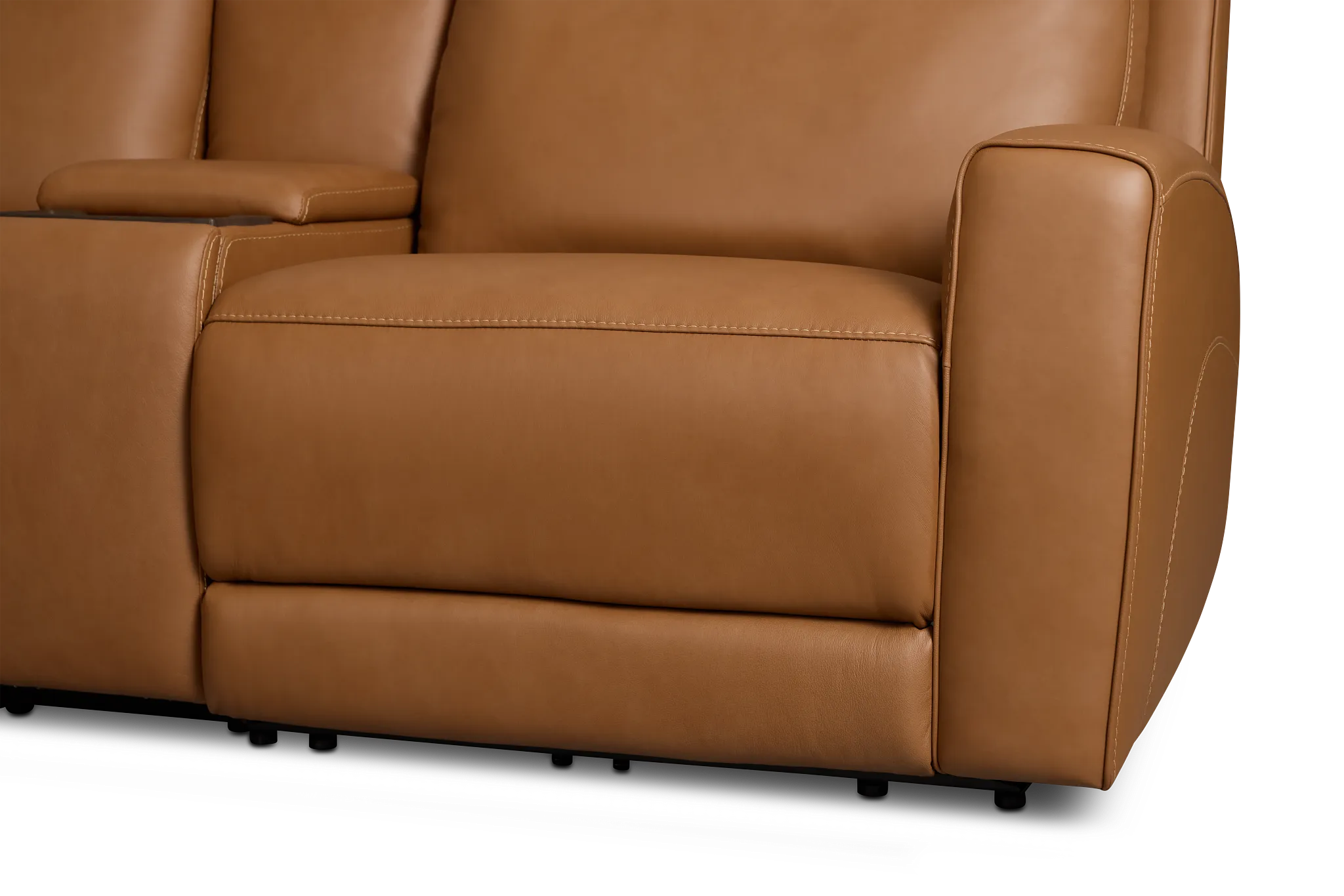 Flexsteel Belmont Medium Brown Lthr/vinyl Medium Triple Power 2-arm Sectional