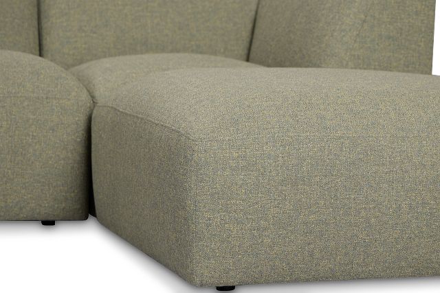 Baylor Green Fabric 4-piece Right Facing Bumper Sectional