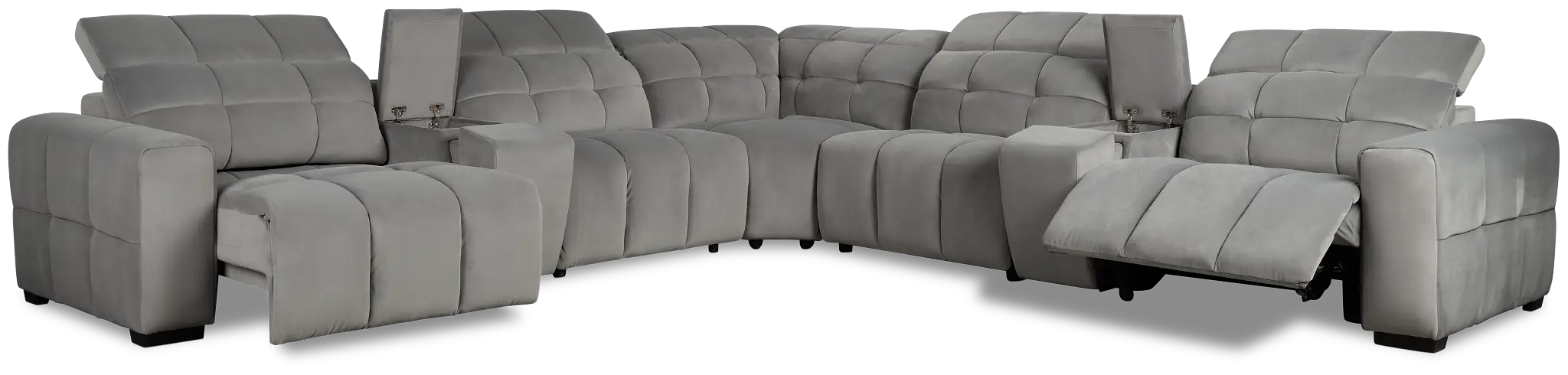 Gemma Light Gray Velvet Large Left Chaise Power Reclining Sectional Gemma Light Gray Velvet Large Left Chaise Power Reclining Sectional