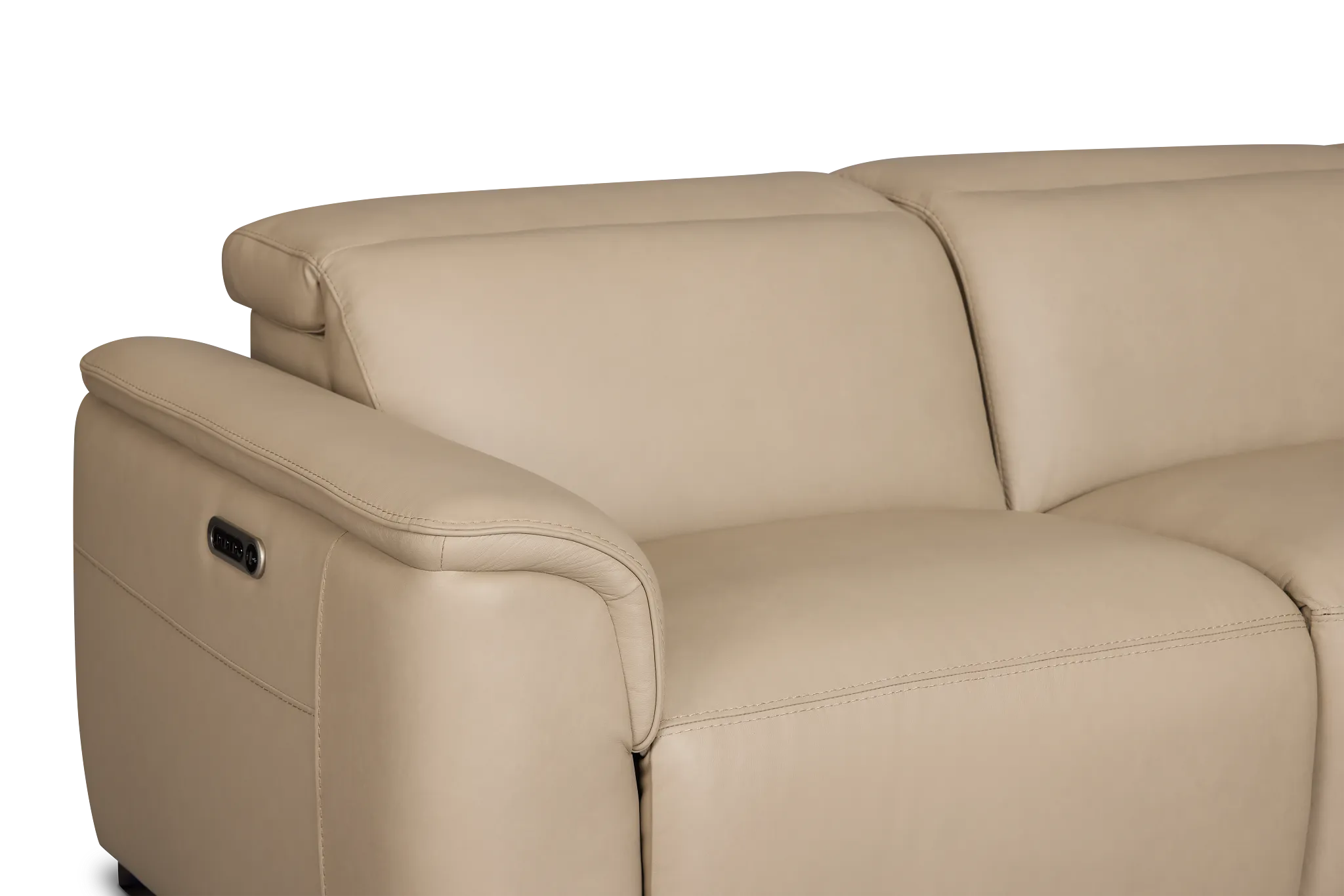 Flexsteel Brodie Taupe Lthr/vinyl Small Triple Power Reclining Two-arm Sectional
