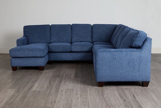 Andie Blue Fabric Large Left Chaise Sectional